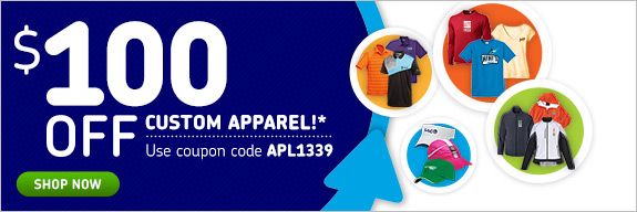 $100 Off Custom Apparel!