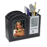 Promotional Simulated Leather Photoframe / Clock / Custom Pen Holder - 3