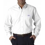 Promotional UltraClub Wrinkle-Free Long-Sleeve Oxford Custom Shirt - White with Logo