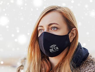 Person wearing mask in winter
