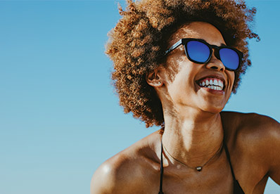 Smiling women in sunglasses